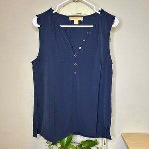 Michael Kors NWOT Blue Sleeveless Buttoned Blouse